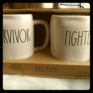 Rae Dunn Survivor/Fighter mug set